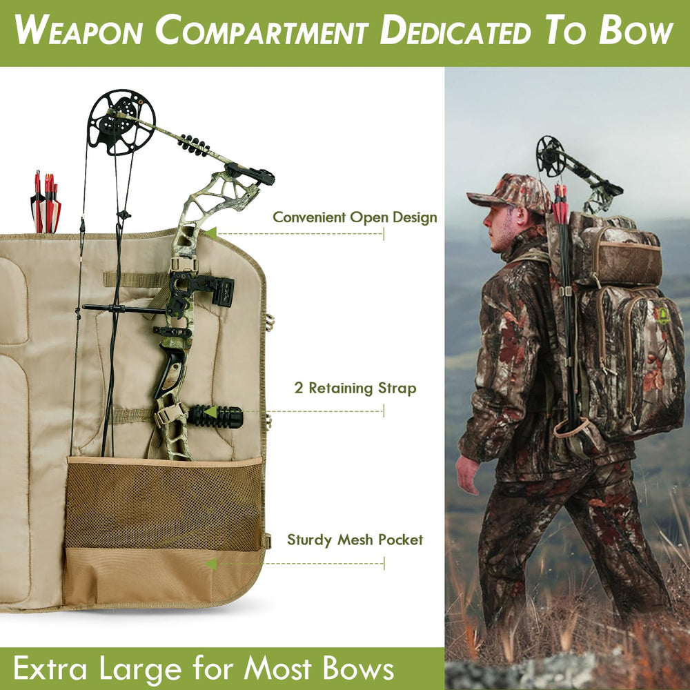 Wild Cedar bow hunting backpack bow holder secures your compound bow during long treks.