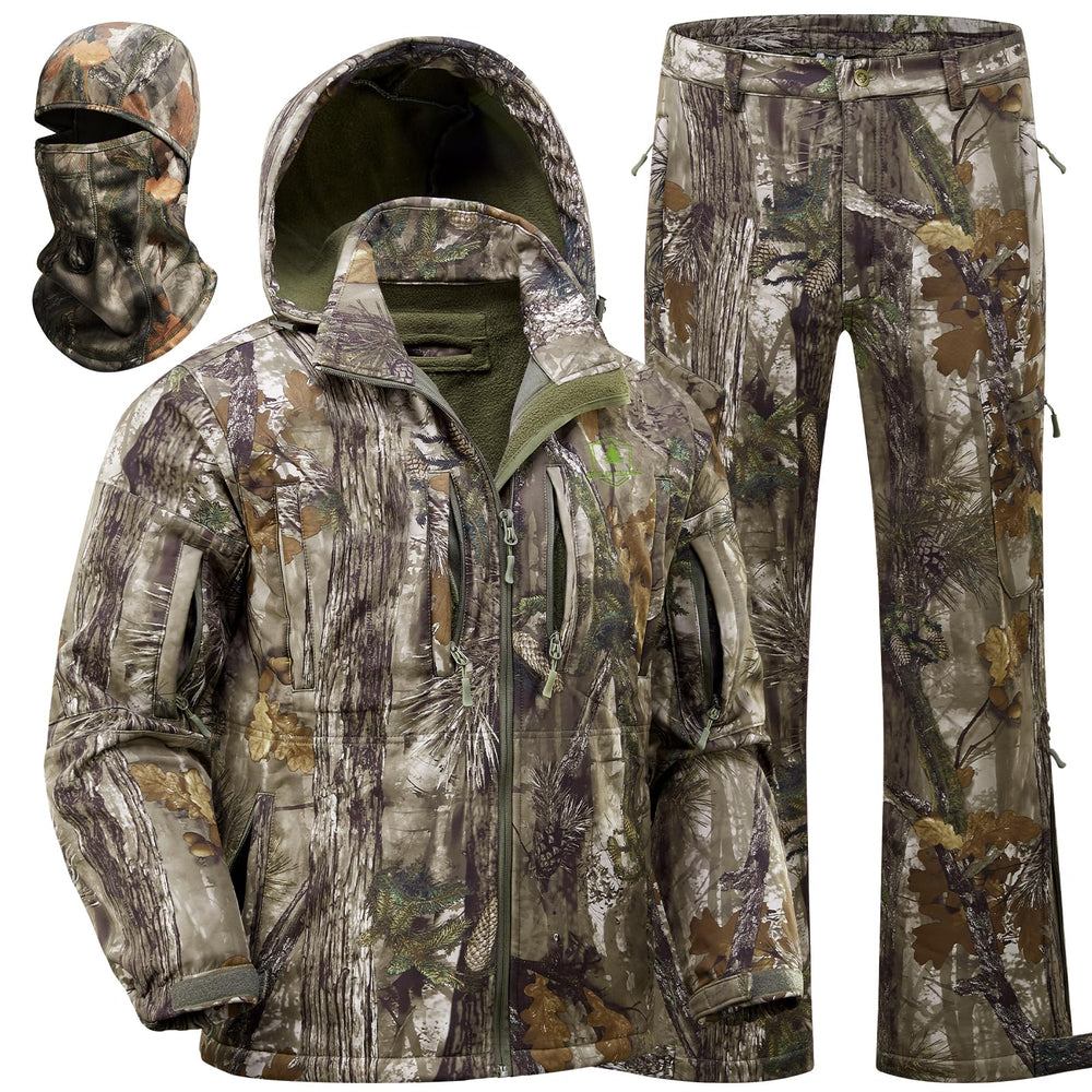 Wild Cedar camo hunting jacket front view emphasizes stealth silhouette and durable fabric.