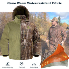 Wild Cedar camo hunting pants side view shows pocket access and elastic waistband.