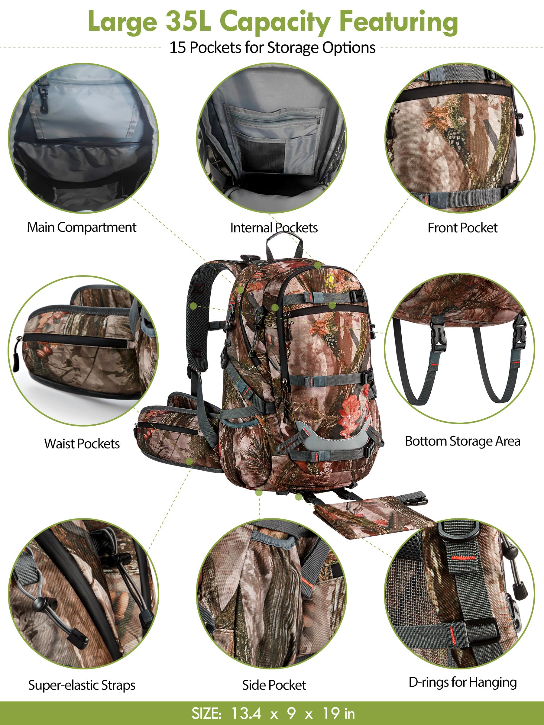 Wild Cedar load-reduction system distributes weight to hips for reduced fatigue.