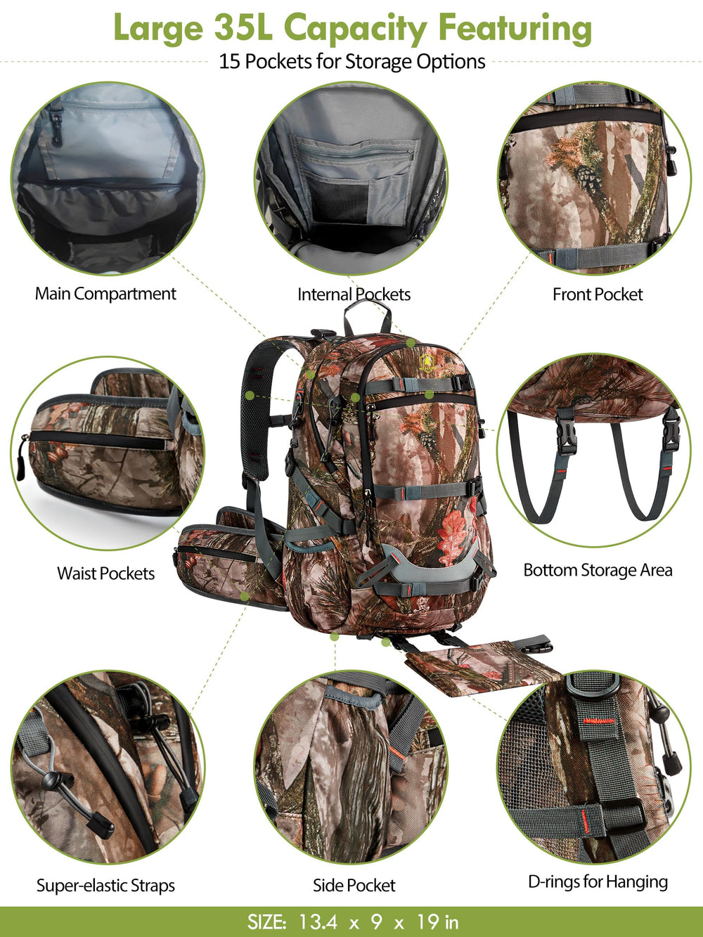 Wild Cedar load-reduction system distributes weight to hips for reduced fatigue.