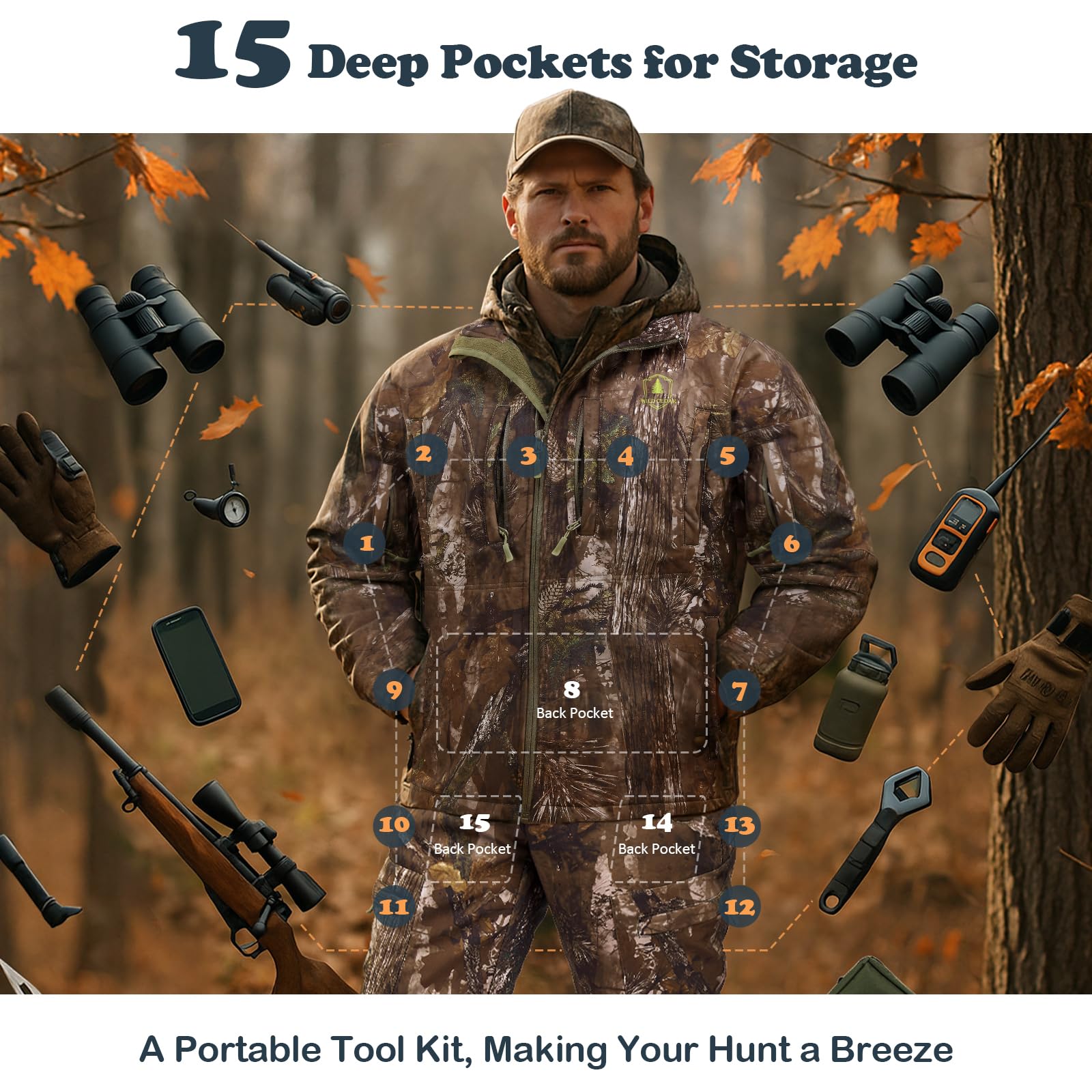 Wild Cedar fleece-lined jacket interior highlights silent warmth for stealth hunts.