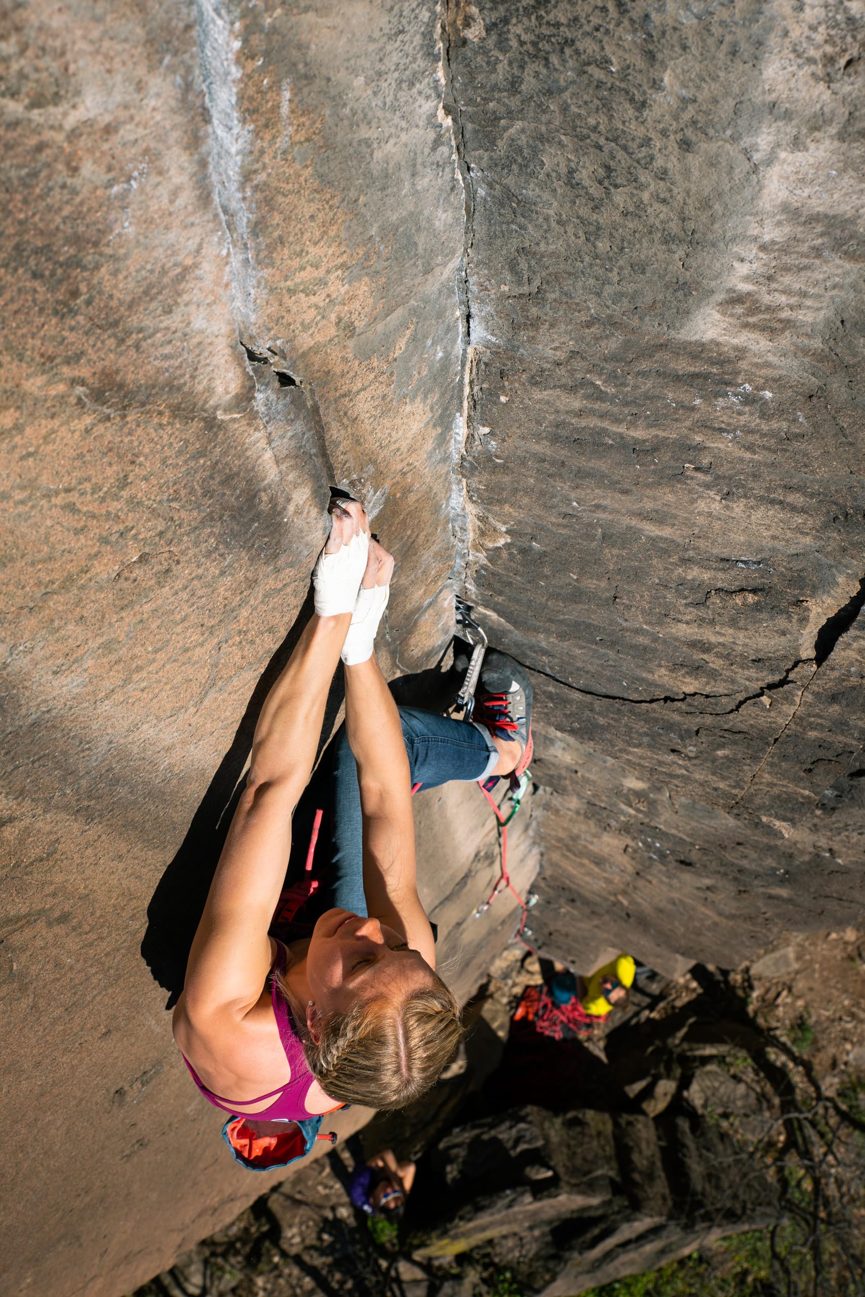 Close-up of Wild Country Friend cam lobes showing secure crack grip.