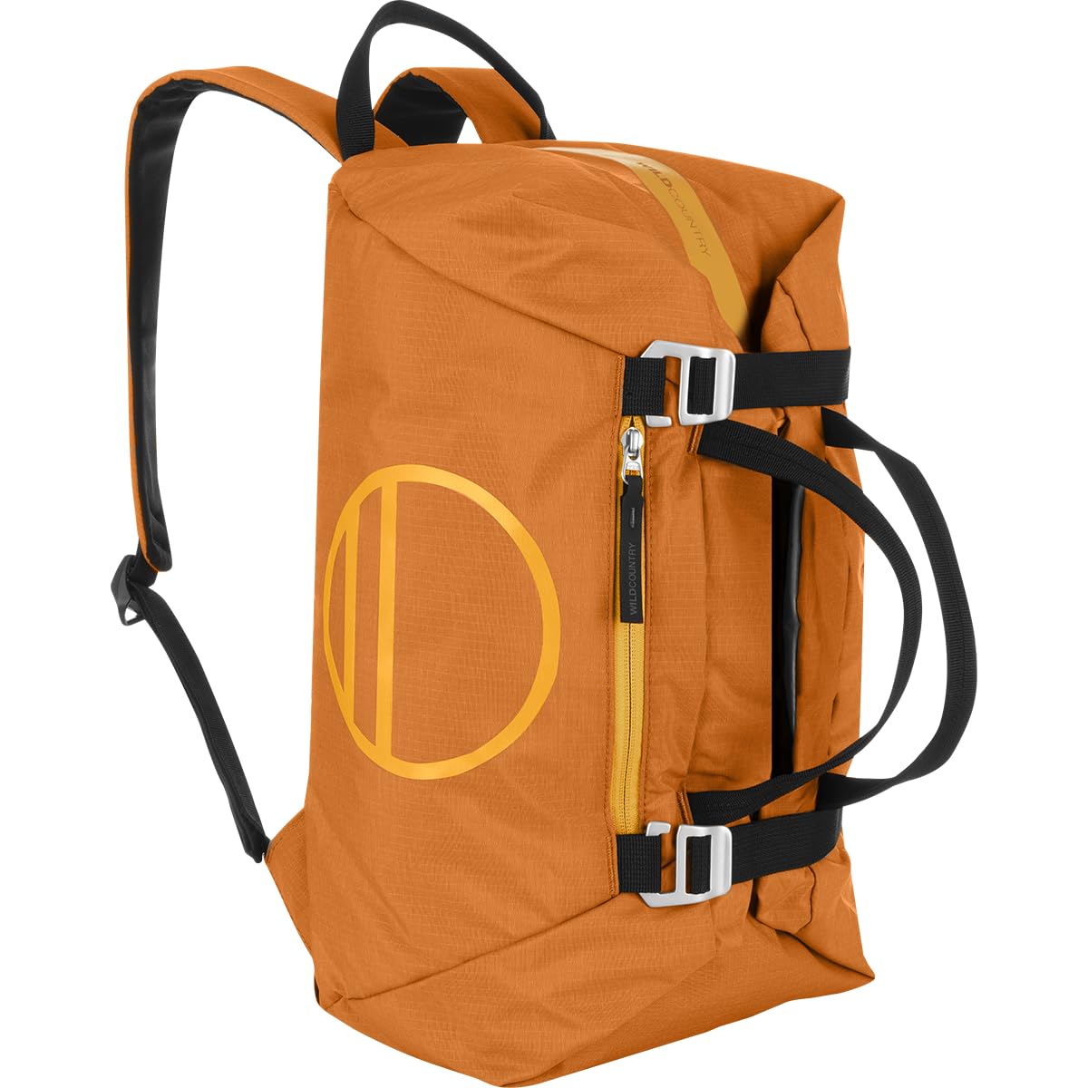 Wild Country Rope Bag front view shows backpack straps for versatile carry.