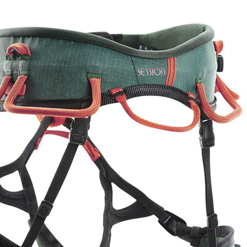 Wild Country Session Harness displays four gear loops for organized gear.