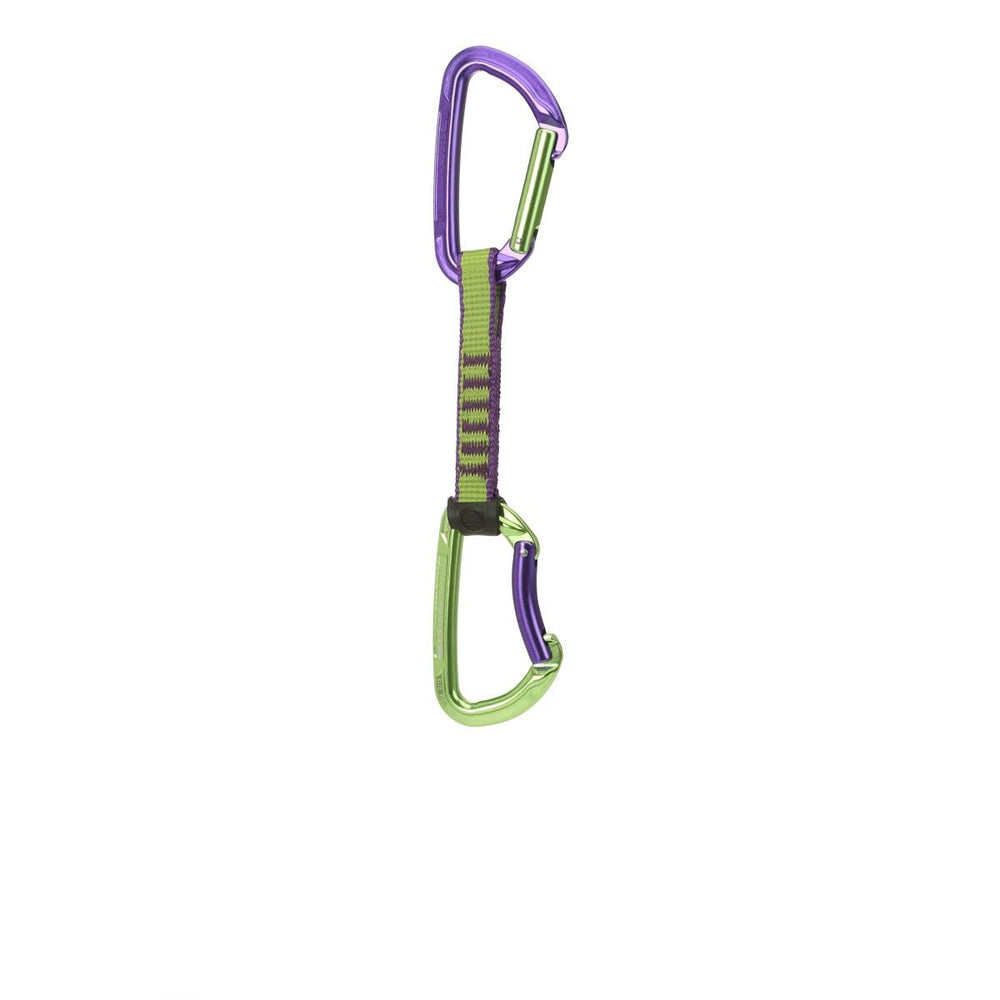 Wild Country Session Quickdraw purple-green 17cm shows lightweight aluminum carabiners for easy clipping.