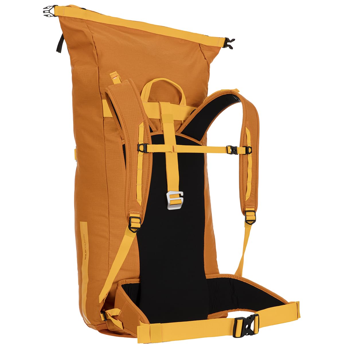 Wild Country Stamina Gear Bag rope-tarp-strap visible, keeps rope outside for tidy climbs.