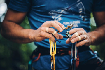 Wild Country Zero Friend 0.3 extendable Dyneema sling reduces rope drag on wandering routes.