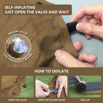 WILD FUN khaki camping pad designed for hiking, durable and easy to carry.