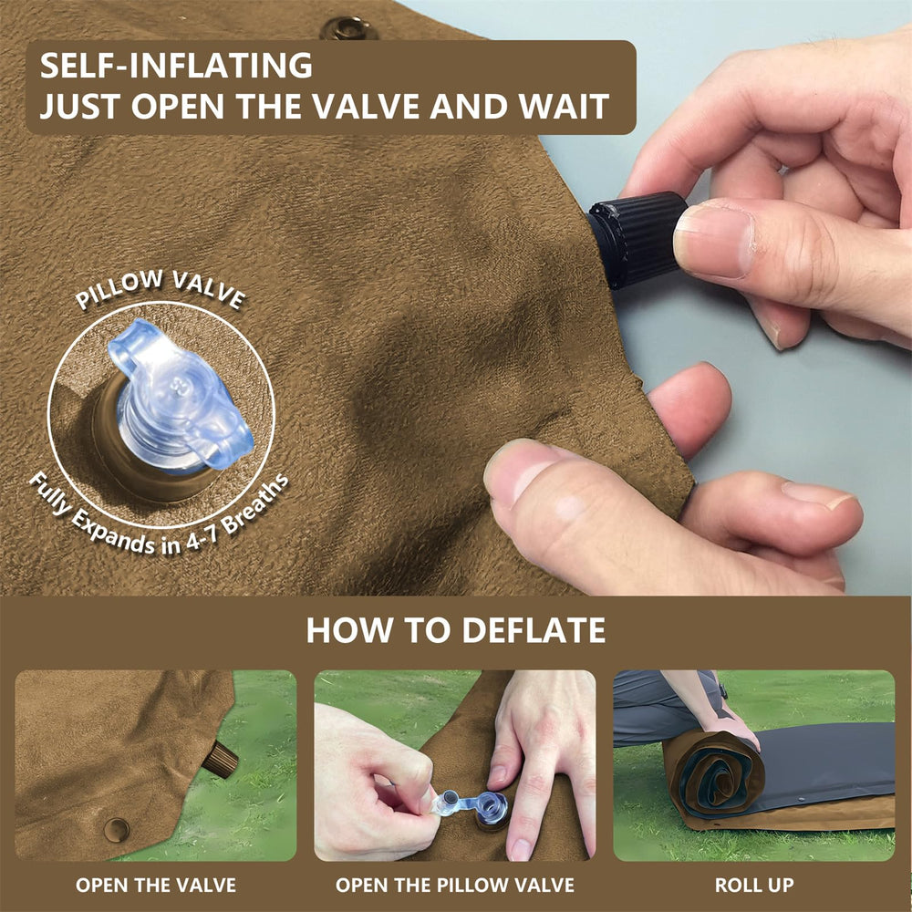 WILD FUN khaki camping pad designed for hiking, durable and easy to carry.