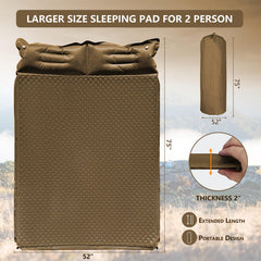 WILD FUN self-inflating camping pad with 5R suede insulation for quick, cozy setup.