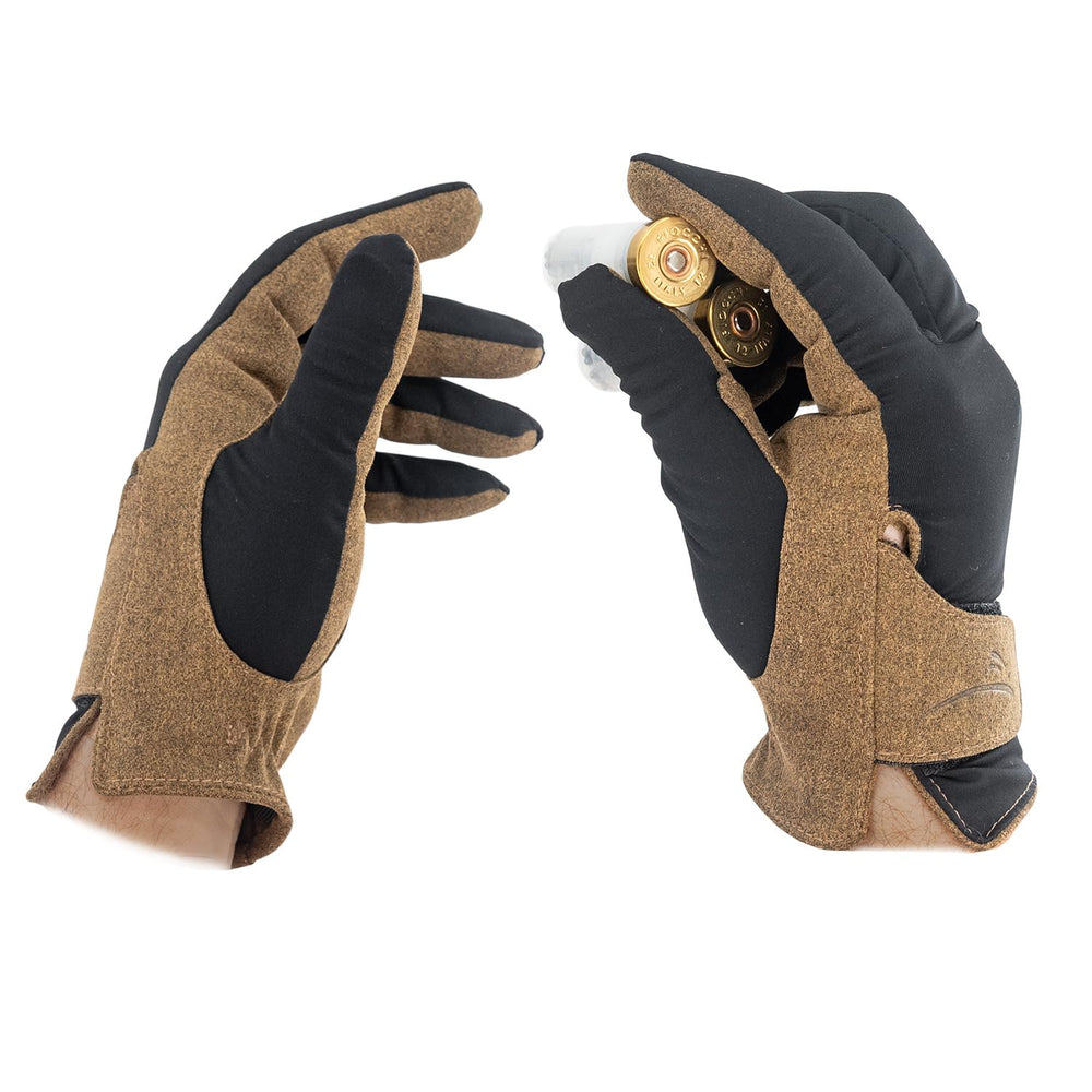 Wild Hare Competition Shooting Gloves breathable fabric on back of hand shows all-day comfort.