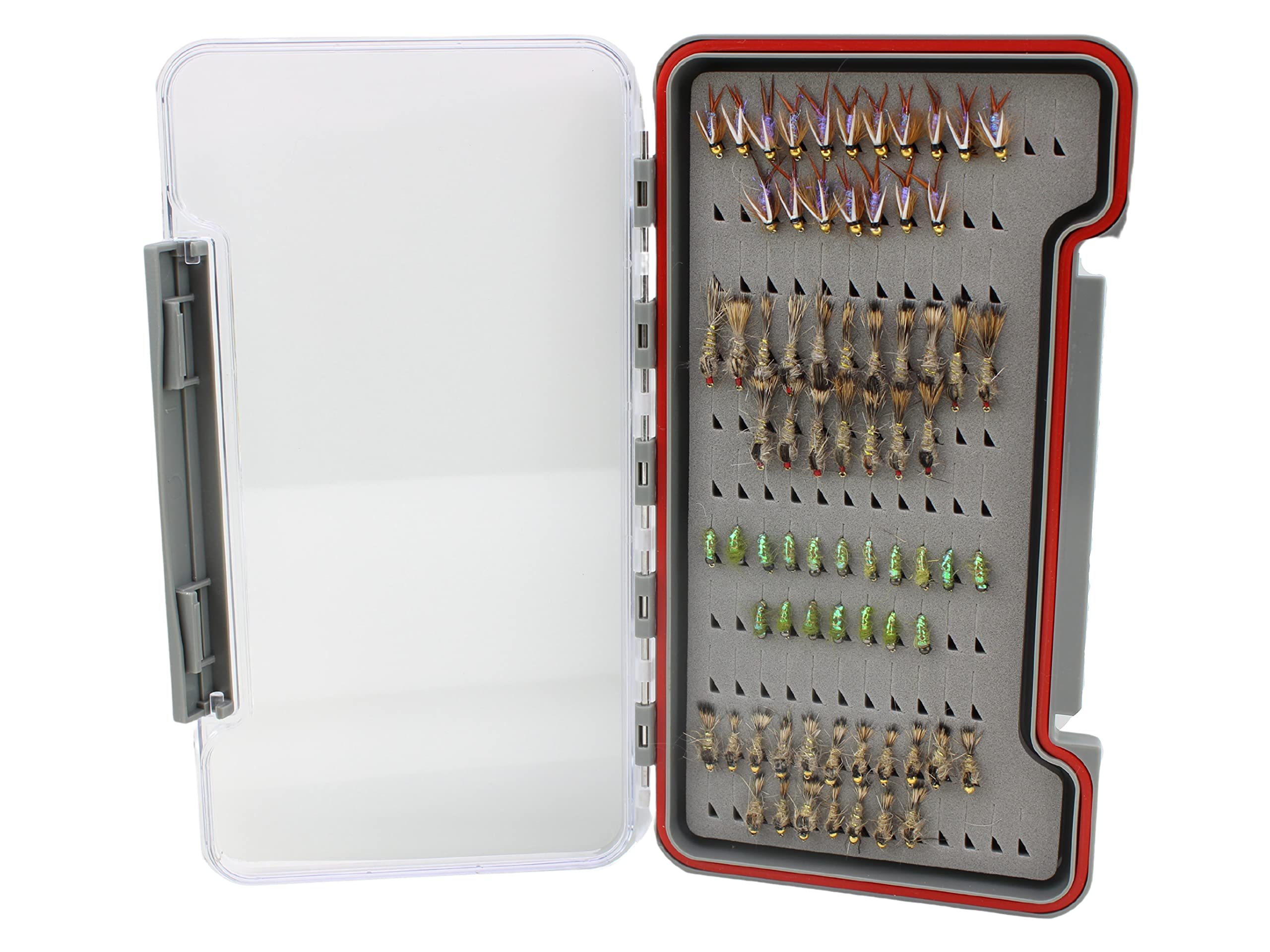 Wild Water 72-piece nymph assortment box keeps flies organized for quick on-water selection.