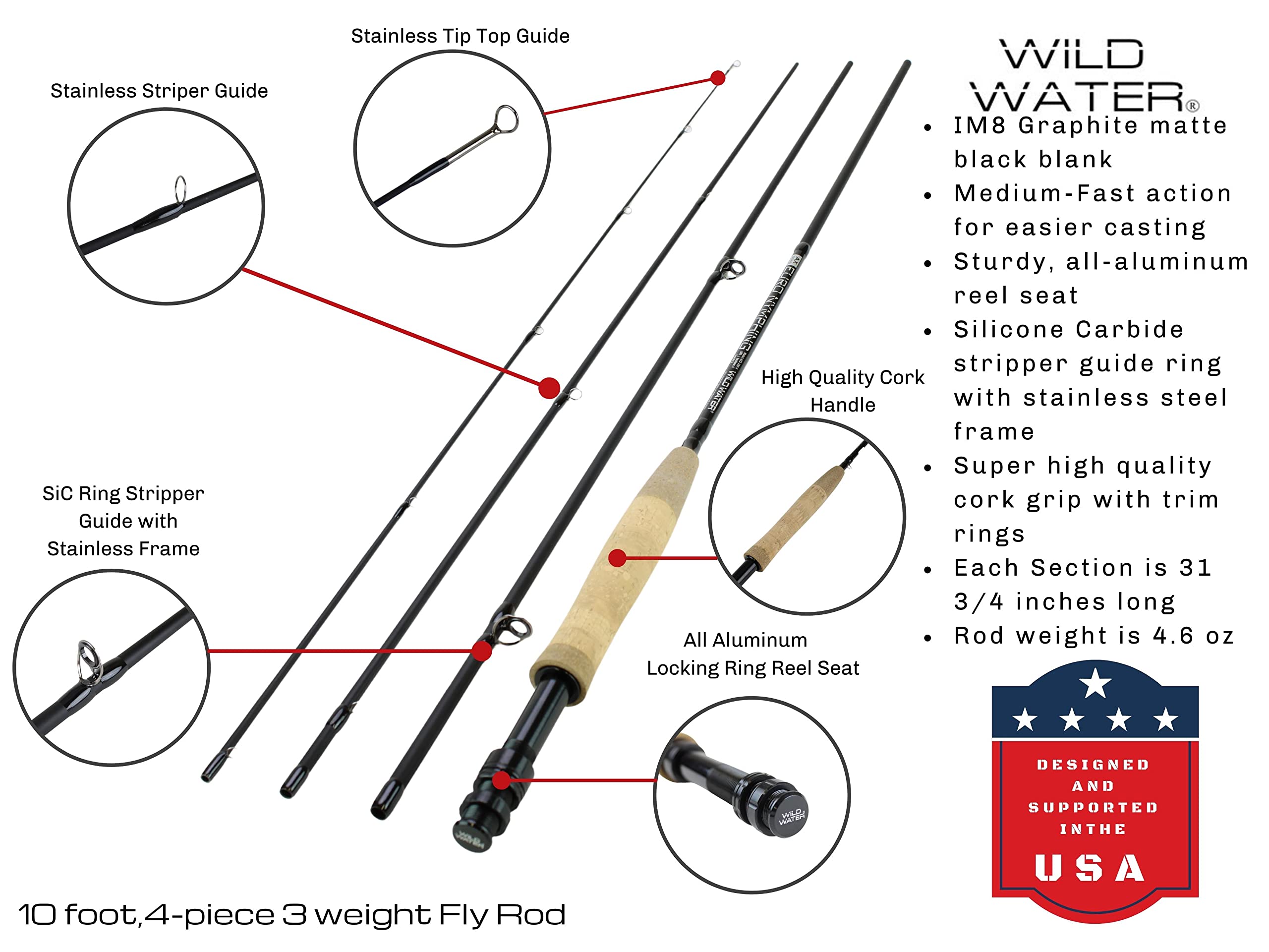 Wild Water AX Series rod grip cork delivers comfortable, precise grip during long sessions.