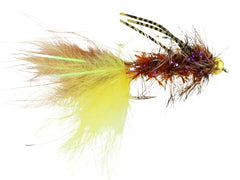 Wild Water bead-head yellow-brown woolly bugger side view ideal for bass and panfish