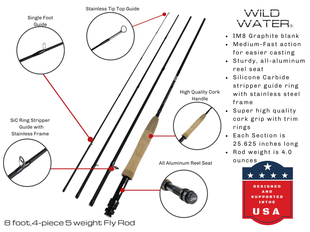 Wild Water Deluxe fly reel with 85 mm spool and smooth drag for easy line control.