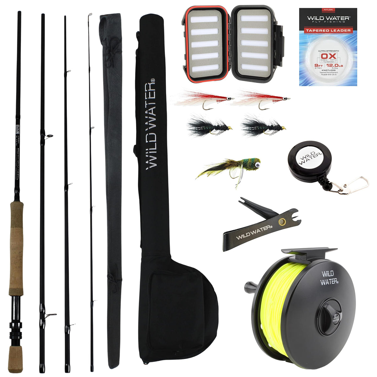 Wild Water fly rod 9ft 4-piece setup ready for river casting.