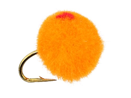 Wild Water orange egg fly closeup detail highlights construction and color