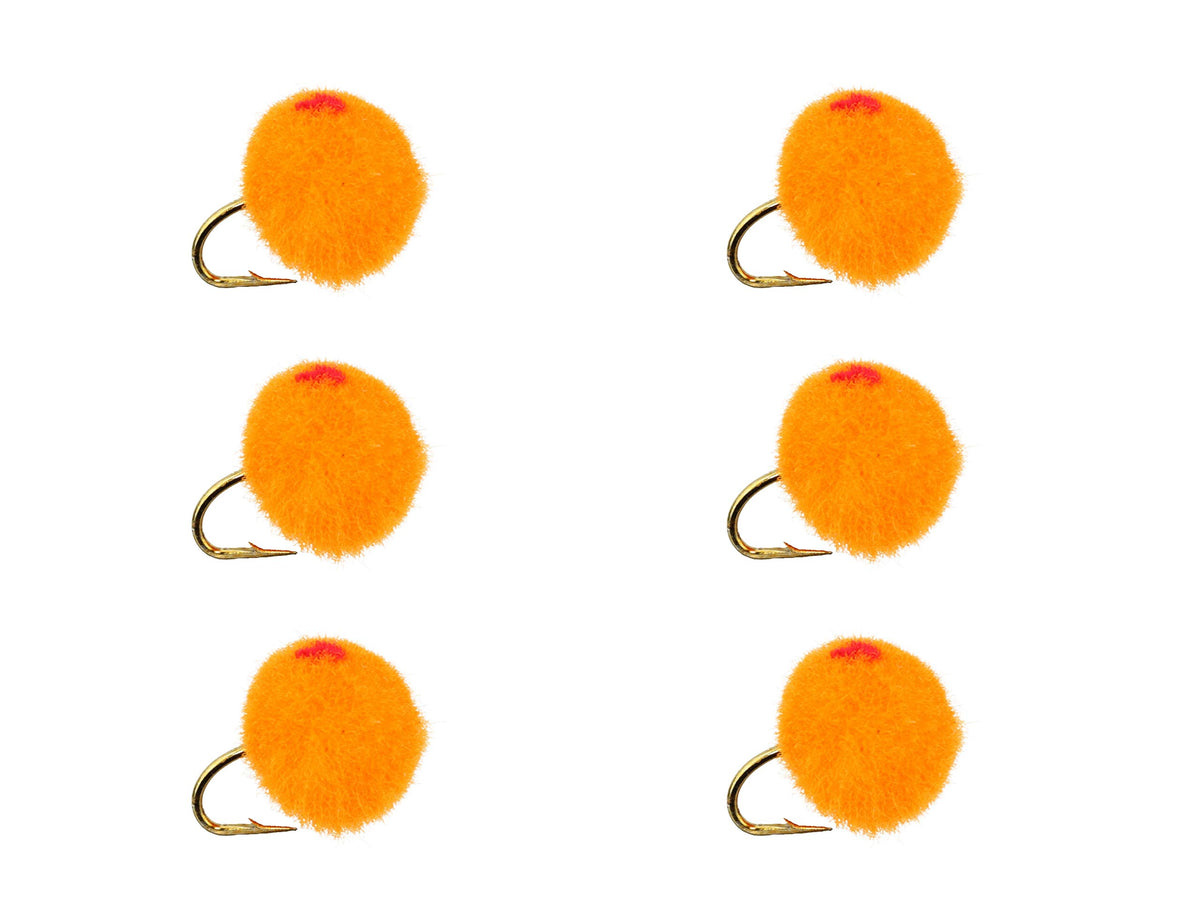 Wild Water orange egg fly size 12, pack of 6, ideal for trout in rivers