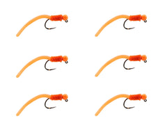 Wild Water orange squirmy worm fly with tungsten bead head for fast sinking