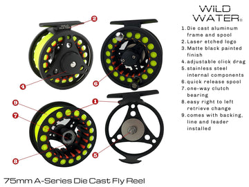 Wild Water quick-release spool enables fast setup and easy reel changes in the field.