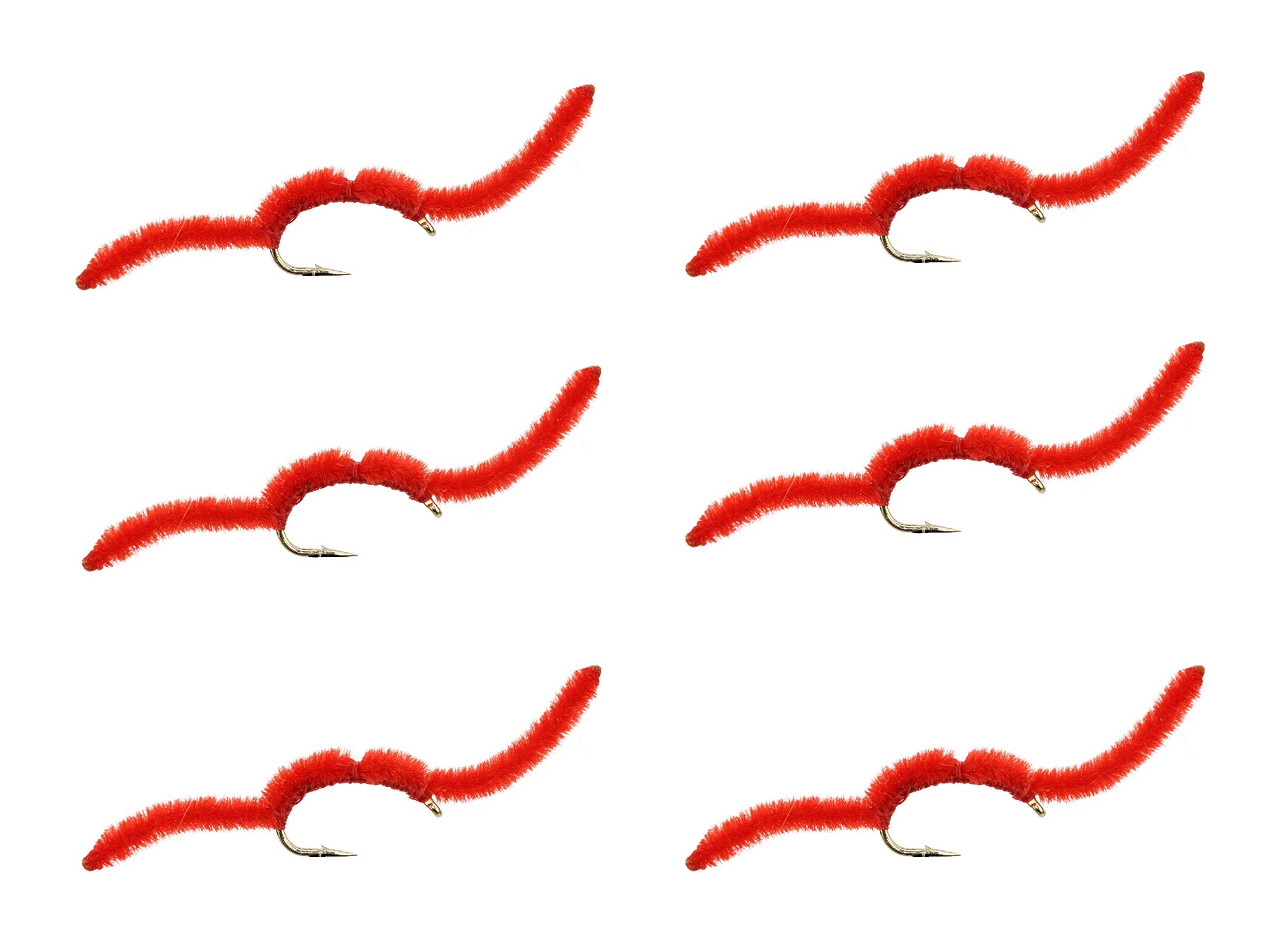 Wild Water San Juan Worm fly tied on a hook, ideal for year-round trout fishing.
