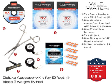 Wild Water spare leaders and 5X tippet for ready setups.