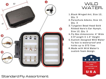 Wild Water waterproof fly box holds up to 372 flies and gear