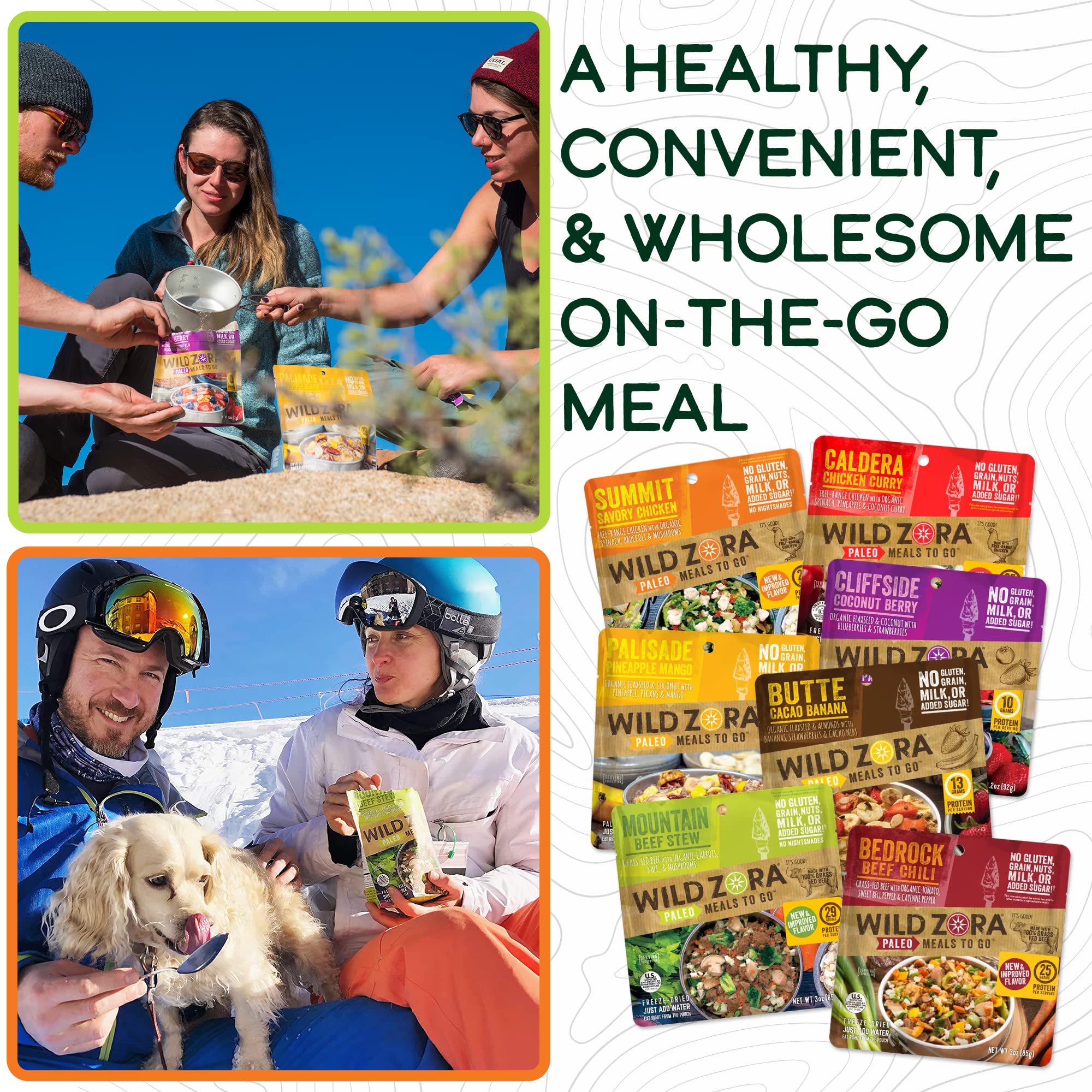 Wild Zora backpacking meals enable on-the-go dining.