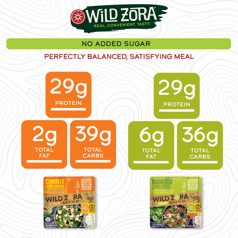 Wild Zora free-range chicken meal highlights natural ingredients.