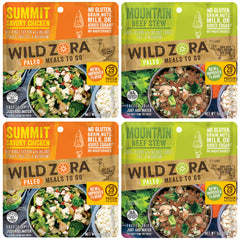 Wild Zora paleo freeze-dried meal pack travel-ready nutrition.