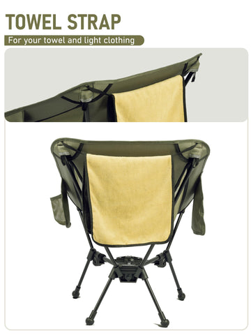 WildCall chair features aerospace-grade aluminum frame for durable support.