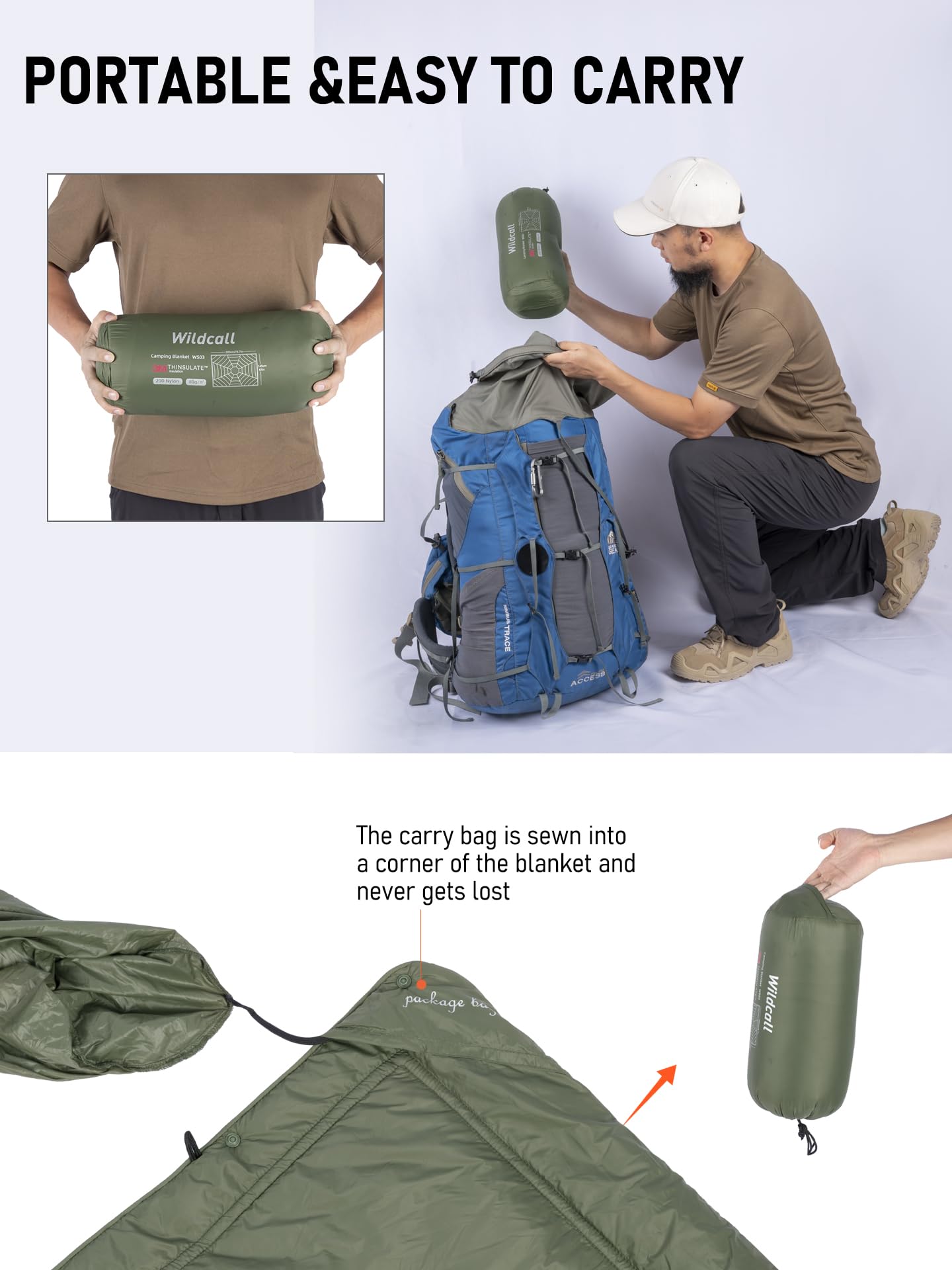 WildCall built-in carry bag doubles as a travel pillow.