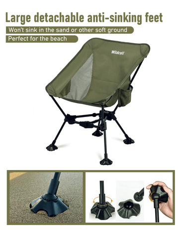 WildCall compact chair packs down to small size for easy transport.