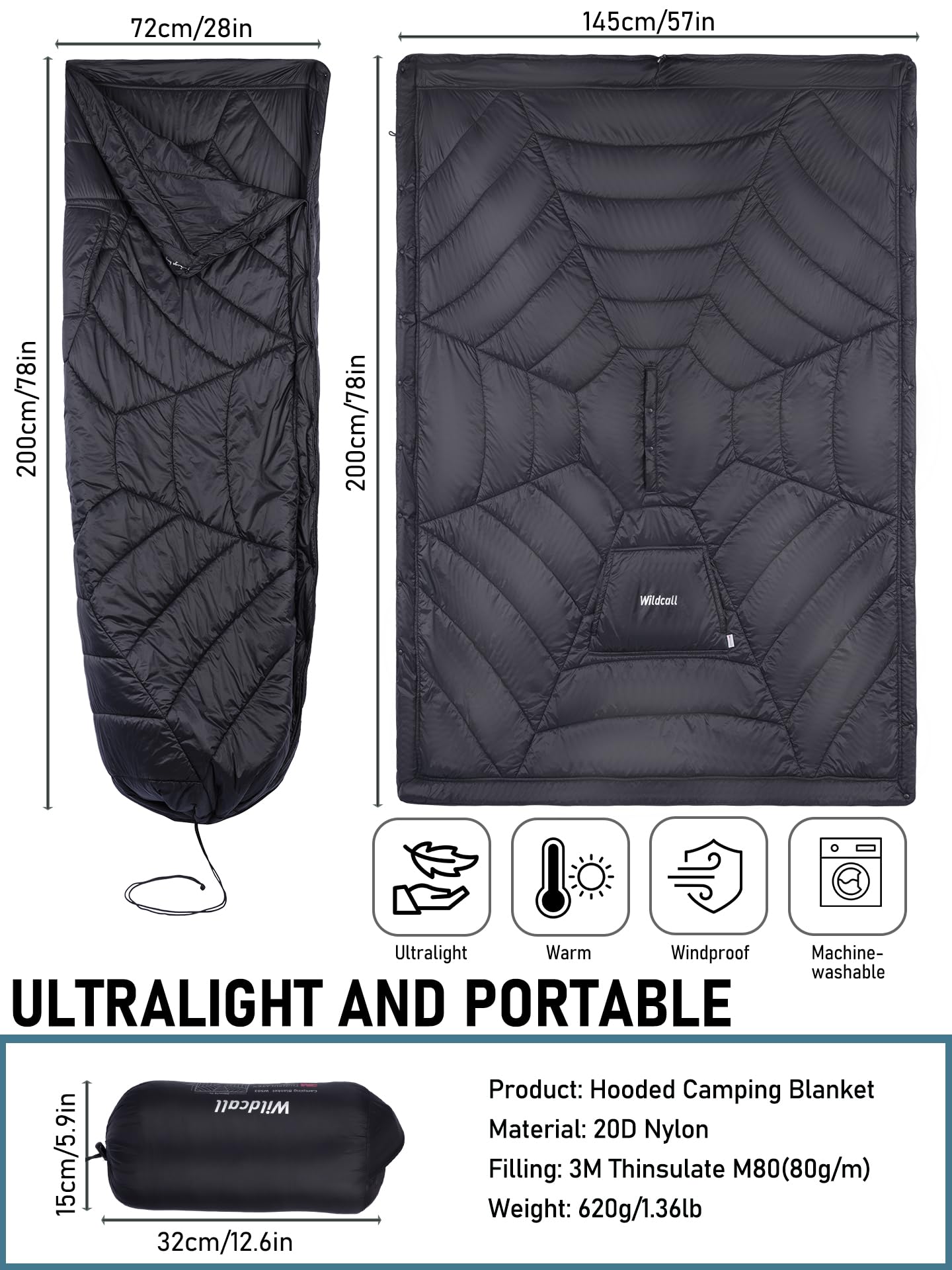 WildCall detachable hood and front pockets provide wind protection and warmth.
