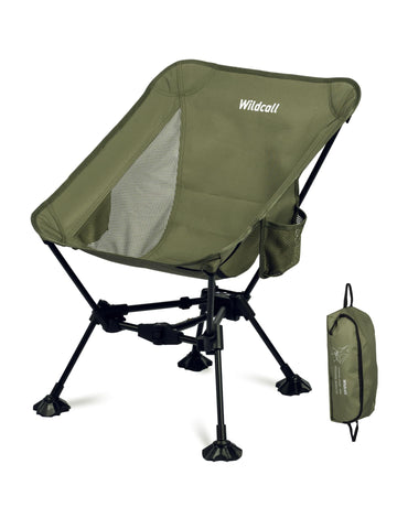 WildCall lightweight folding chair with anti-sinking feet for stable beach seating.
