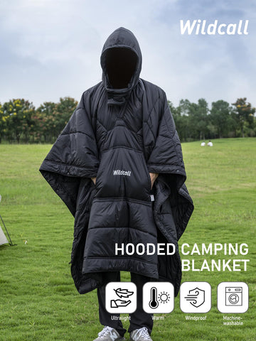WildCall ultralight packable blanket folds to a compact carry bag.