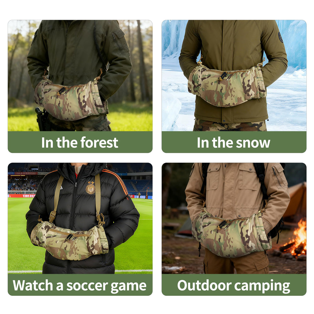 WildeLight tactical hand warmer pouch adjustable-strap supports neck to waist carry.