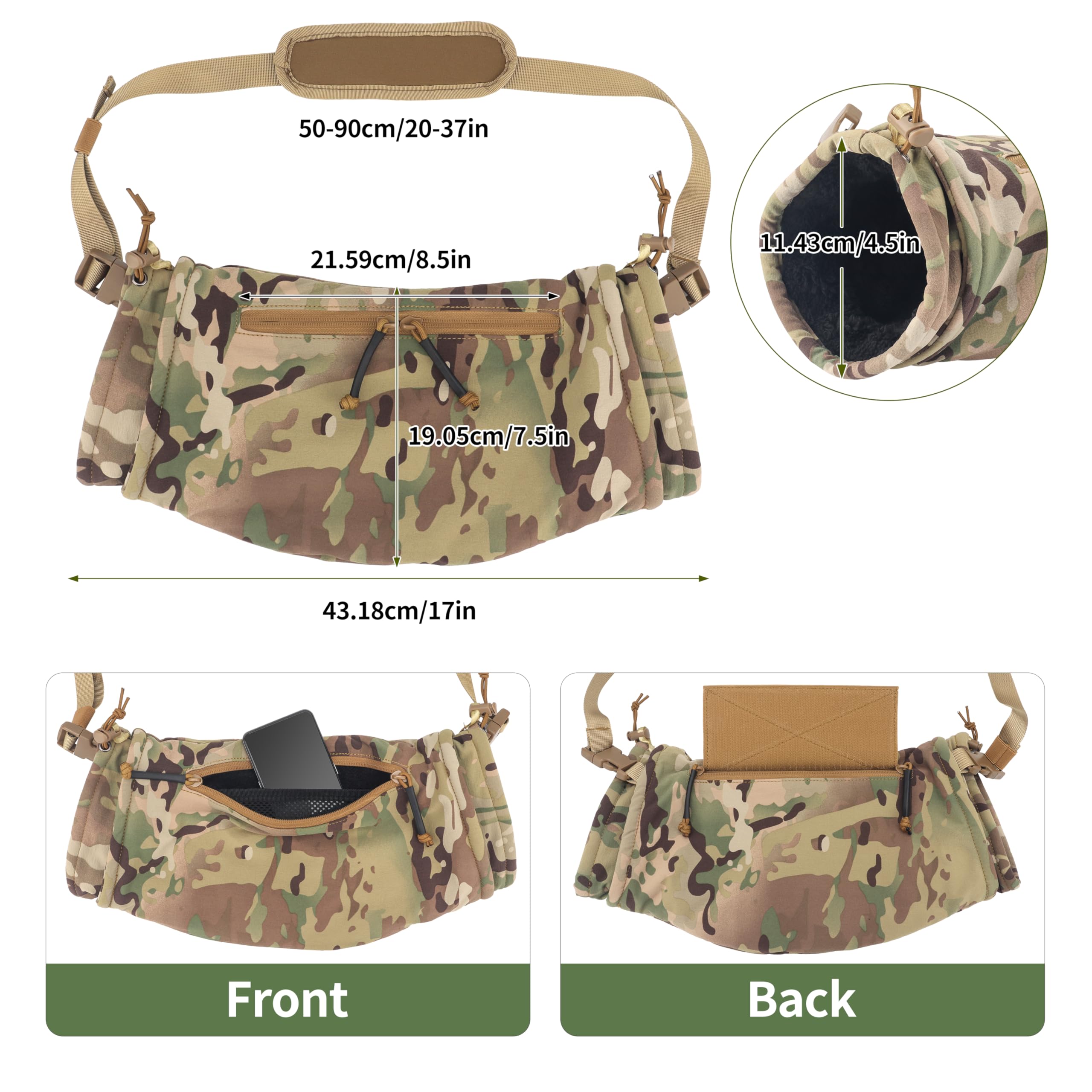 WildeLight tactical hand warmer pouch back pocket zipper provides quick access.