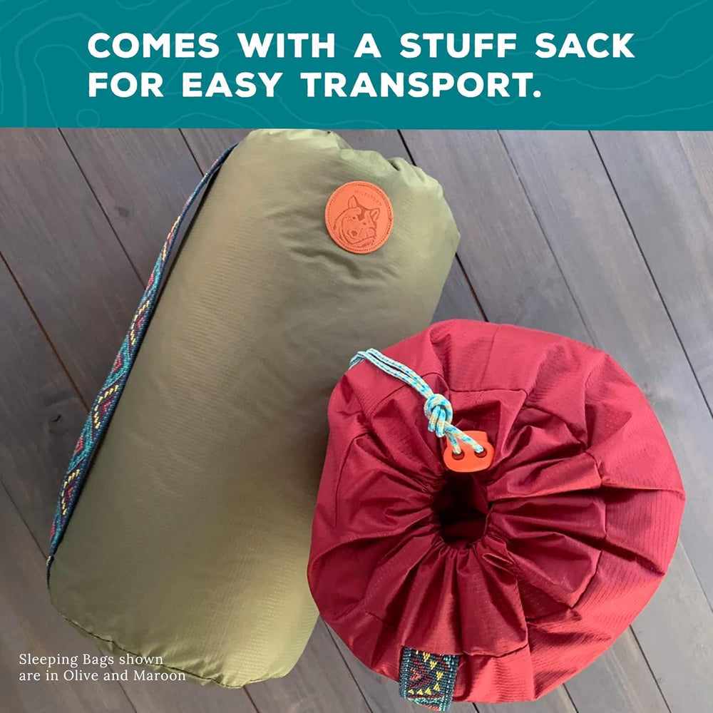 Wilderdog sleeping bag olive inner lining shows soft, quick drying comfort for pets.