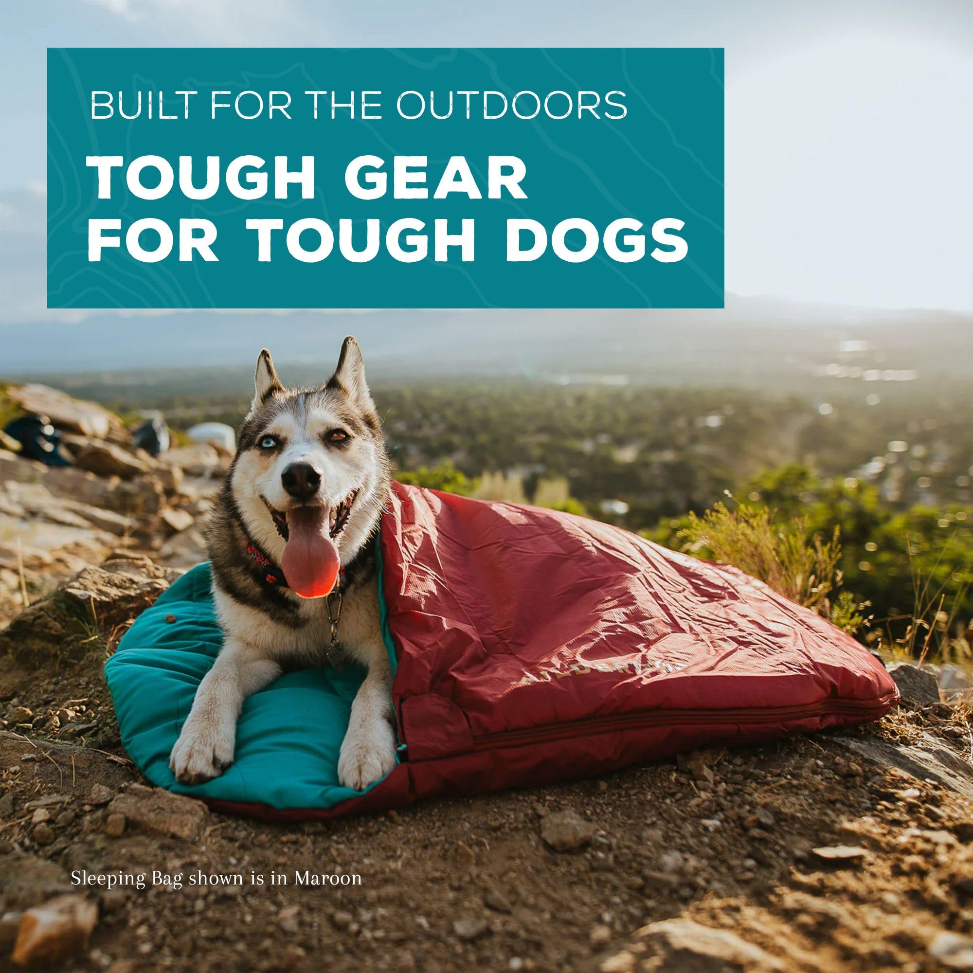 Wilderdog sleeping bag olive with included sack highlights convenient packing and storage.