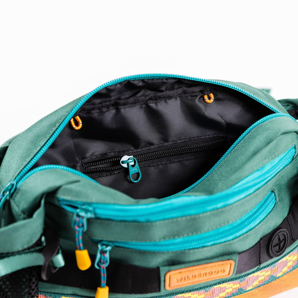 Wilderdog Mega Hip Pack strap adjustment close up for a personalized fit