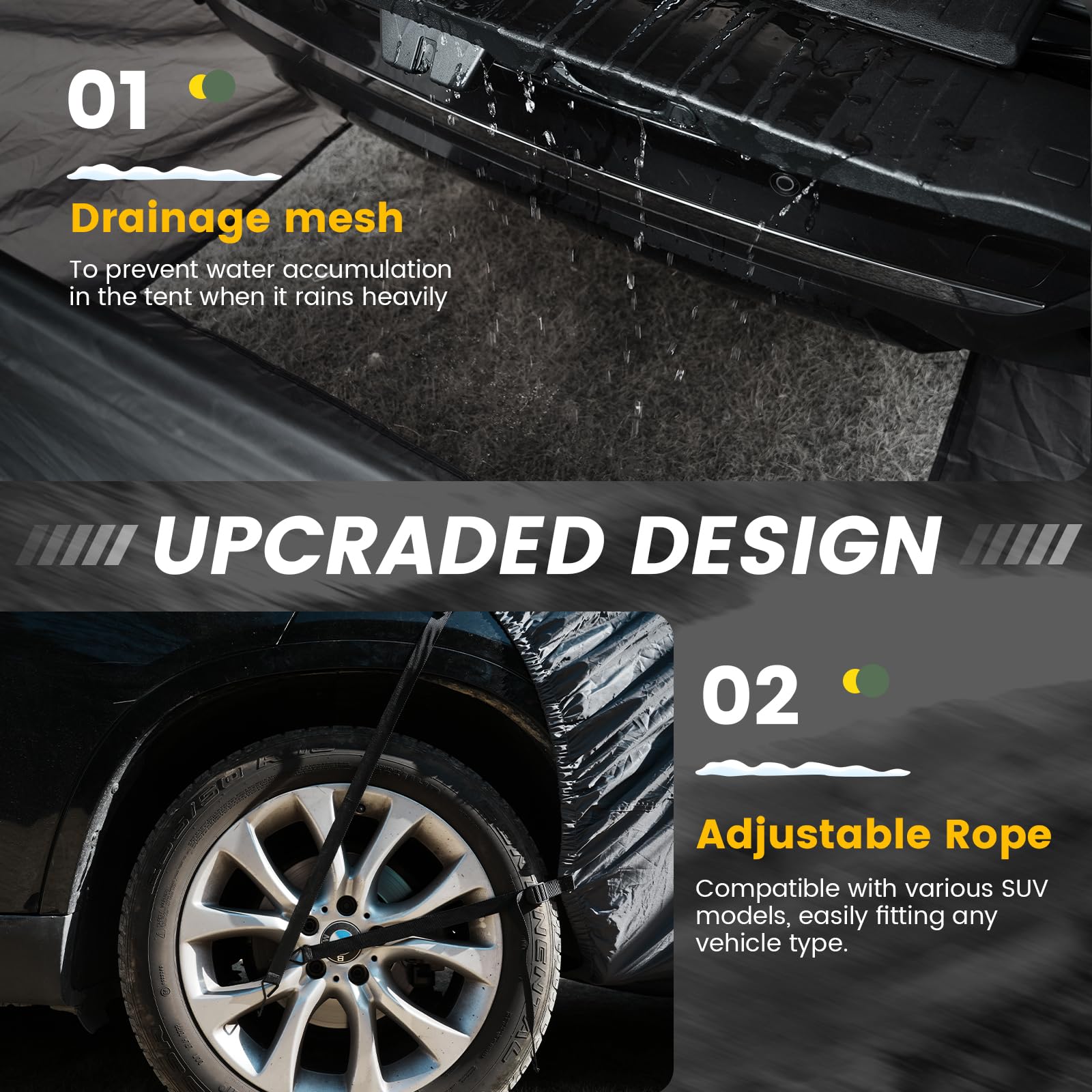 WildFinder SUV Tent storage bag included for easy packing and transport.