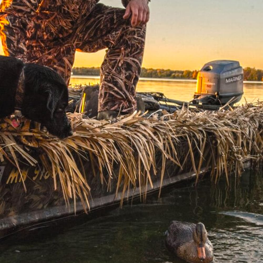 Wildfowler Grass Mats easy to carry pack emphasizes portable concealment for boat blinds and field hides