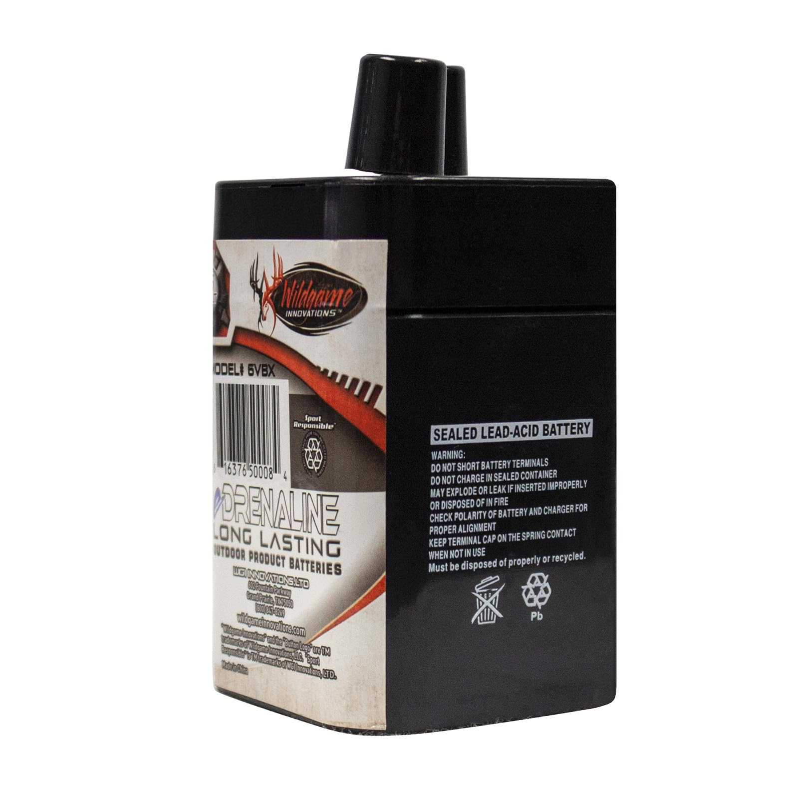 Wildgame Innovations 6V battery used in outdoor game feeders, durable and easy to install