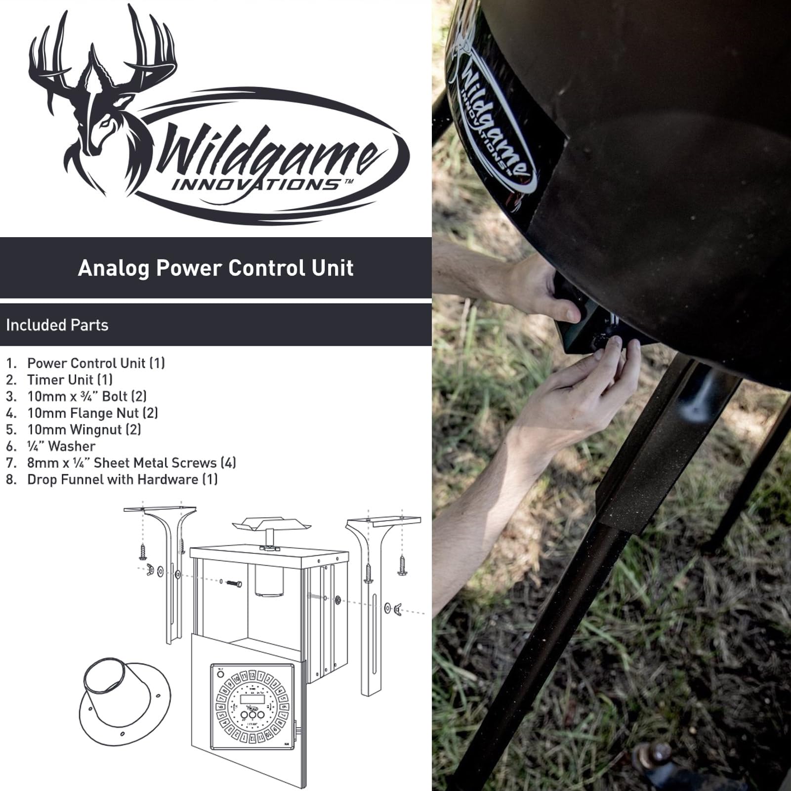 Wildgame Innovations 6V power control unit designed for weather-resistant field use