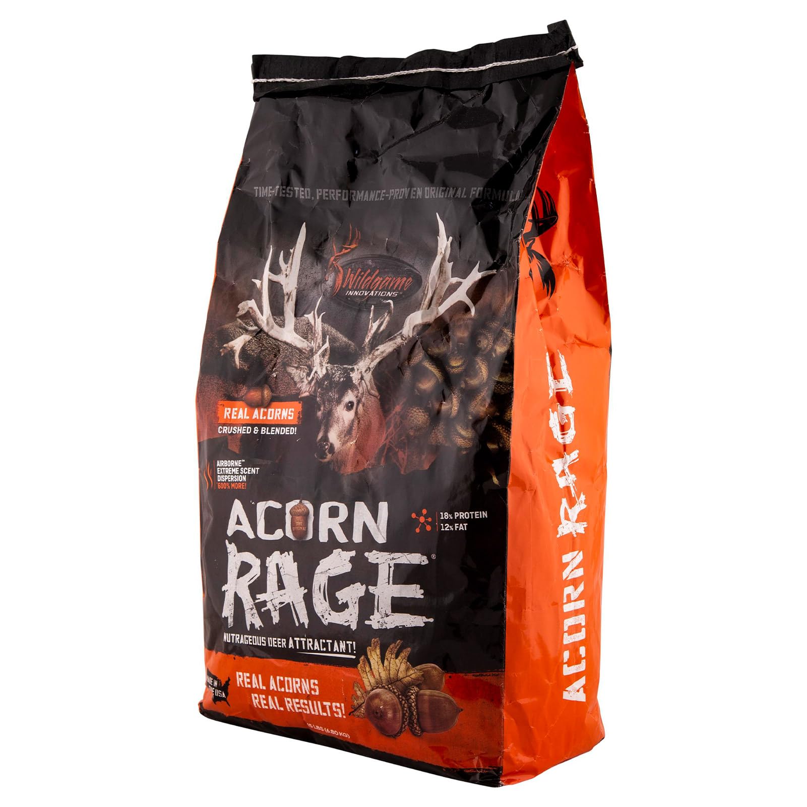 Wildgame Innovations Acorn Rage crushed acorns highlighting authentic flavor.