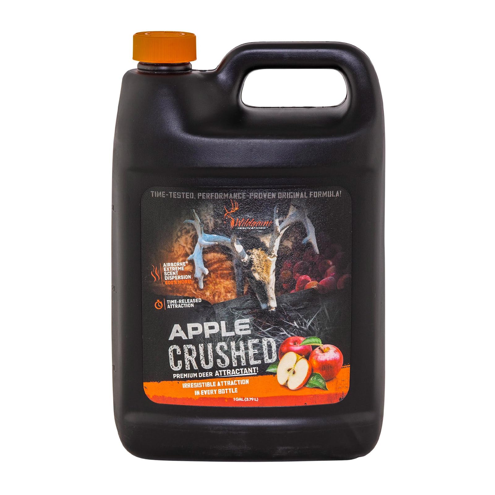 Wildgame Innovations Apple Crushed attractant bottle pour draws deer from distance.