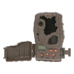 Wildgame Innovations Spark 2.0 combo trail camera mounted on tree with strap.