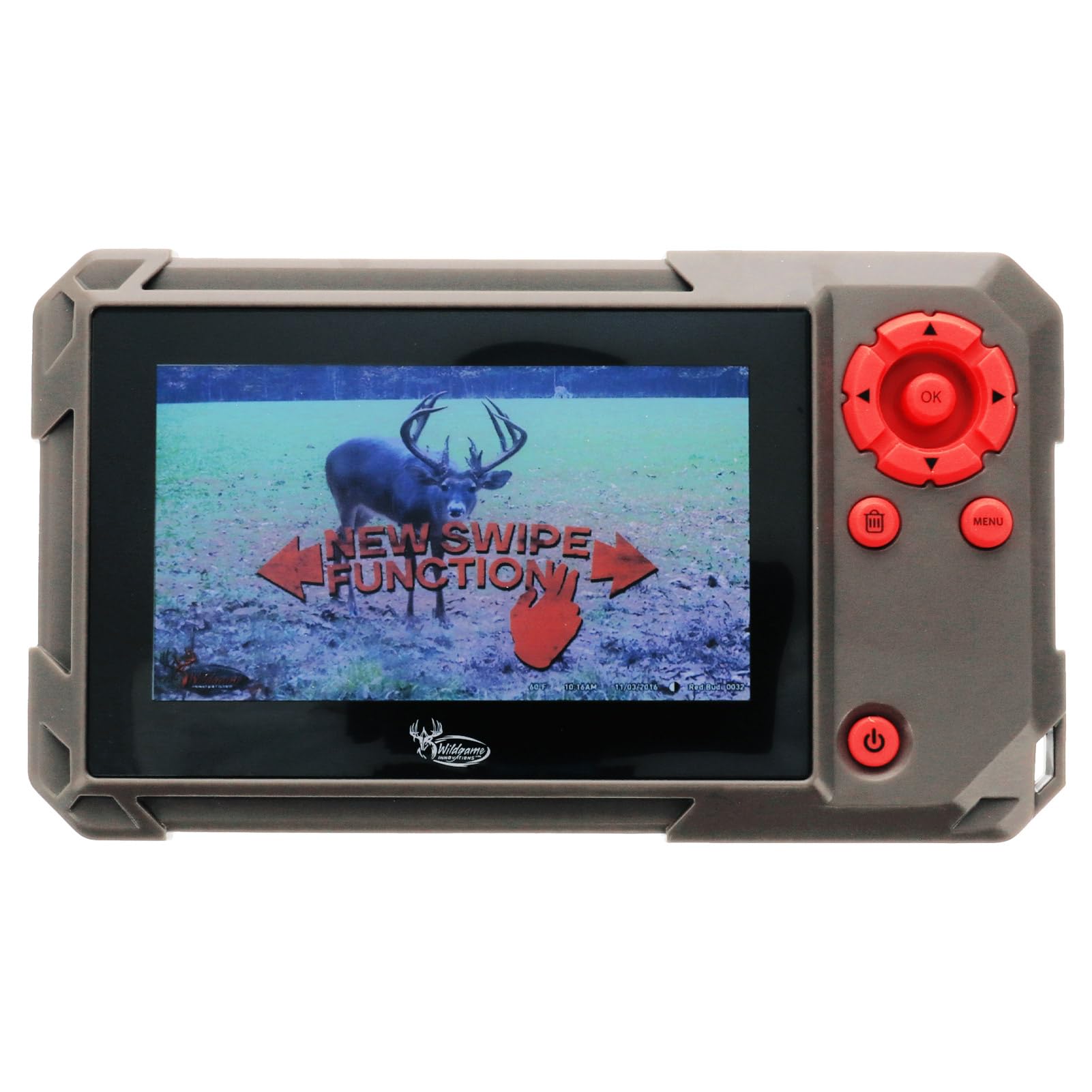 Wildgame Innovations Trail Pad Swipe field view shows footage instantly in rugged conditions.